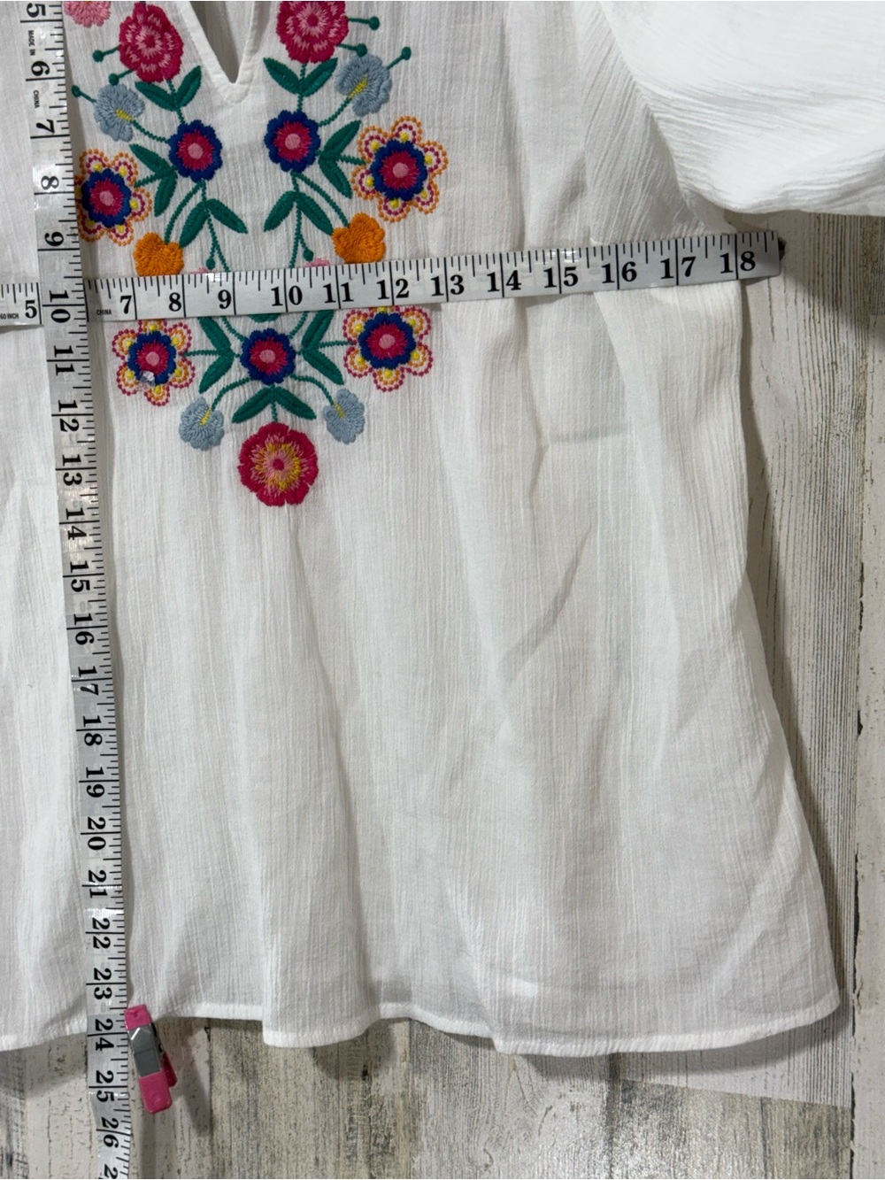 Talbots White Embroidered Peasant Top with Bright Florals - Picture 7 of 12